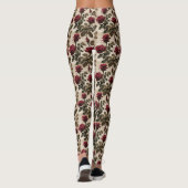Diep Rode Rozen Met Donkergroene Bladeren Leggings (Achterkant)
