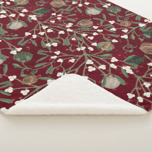 Diep Rode Traditionele Kerstmis Mistletoe & Kerstb Sherpa Deken
