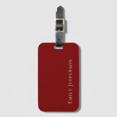 Diep Rode Vlakke Elegante Professionele Moderne Bagagelabel (Voorkant (verticaal))