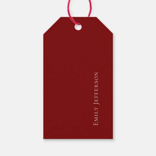 Diep Rode Vlakke Elegante Professionele Moderne Cadeaulabel (Voorkant)