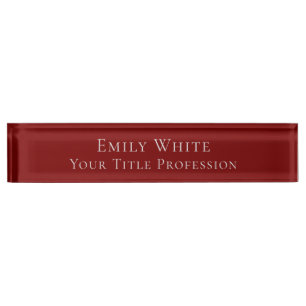 Diep Rode Vlakke Elegante Professionele Moderne Naambordje