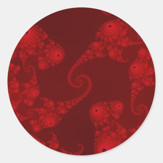 Diep Rode Zeepaard Kudde Stickers (Voorkant)
