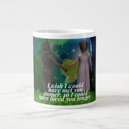Diep romantisch liefdescitaat grote koffiekop (Voorkant)