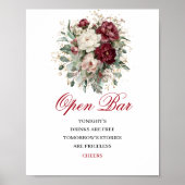 Diep rood blozend Bourgondiër Open Bar Huwelijksbo Poster (Voorkant)
