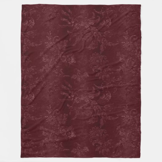 Diep rood Bourgondië bloemige Kerst Fleece Deken (Voorkant)