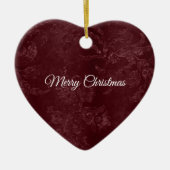 Diep rood Bourgondië bloemige Kerst Keramisch Ornament (Voorkant)