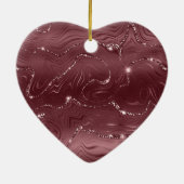 Diep rood Bourgondië bloemige Kerst Keramisch Ornament (Achterkant)