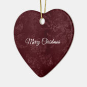Diep rood Bourgondië bloemige Kerst Keramisch Ornament (Links)