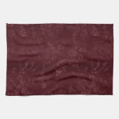 Diep rood Bourgondië bloemige Kerst Theedoek (Horizontaal)