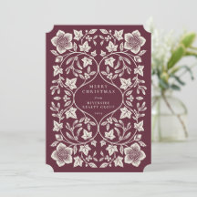Diep rood en crème houtsnede winter botanicals