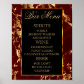 Diep Rood en Goud Marmer en Zwart - Bar Menu Poster (Voorkant)