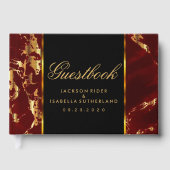 Diep rood en goud marmer en zwart - gastenboek (Voorkant)