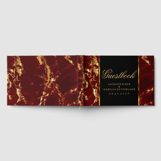 Diep rood en goud marmer en zwart - gastenboek (Volledig)