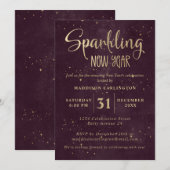 Diep rood en goud nieuwjaarsfeest kaart (Voorkant / Achterkant)