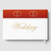 Diep rood en gouden harten gastenboek (Achterkant)