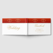 Diep rood en gouden harten gastenboek (Volledig)