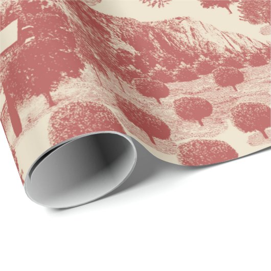 Diep rood en kerst-winter met crème Wonderland Cadeaupapier (Rol Hoek)