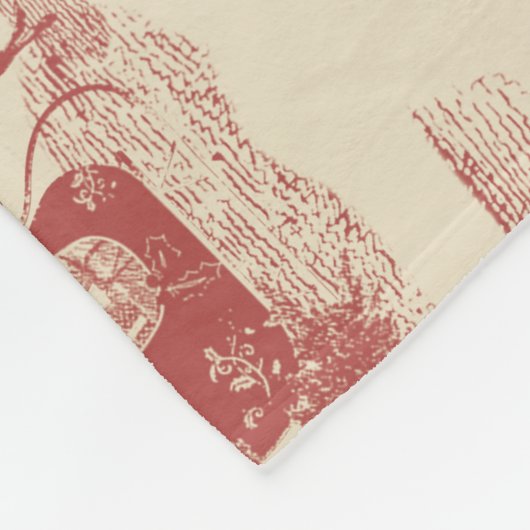 Diep rood en kerst-winter met crème Wonderland Fleece Deken (Hoek)