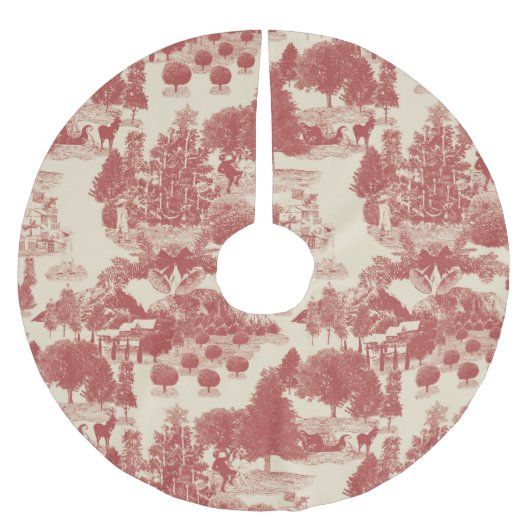 Diep rood en kerst-winter met crème Wonderland Kerstboom Rok (Voorkant)