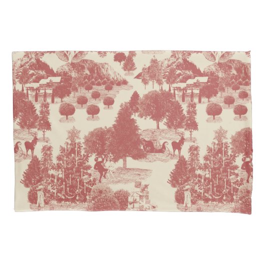 Diep rood en kerst-winter met crème Wonderland Kussensloop (Voorkant)