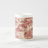 Diep rood en kerst-winter met crème Wonderland Porselein Kop (Voorkant)