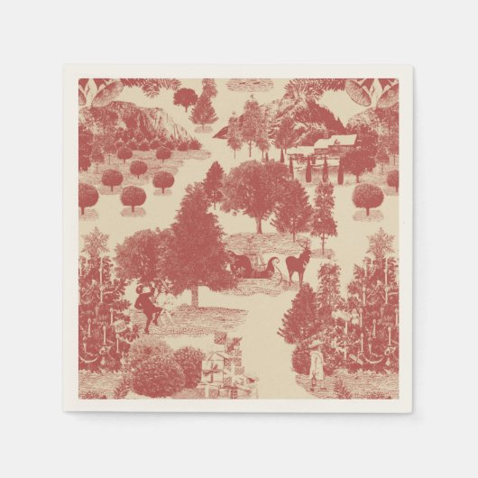 Diep rood en kerst-winter met crème Wonderland Servet (Voorkant)