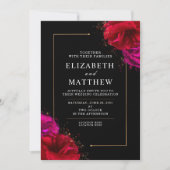 Diep-rood en roze roze roze met gouden -grens Inv Kaart (Voorkant)