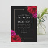 Diep-rood en roze roze roze met gouden -grens Inv Kaart (Staand voorkant)