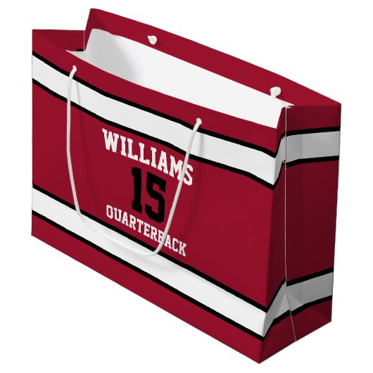 Diep rood en wit 32 x 10 x 23 cm groot cadeauzakje (Voorkant Gekanteld)