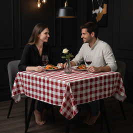 Diep rood en wit elegant patroon tafelkleed