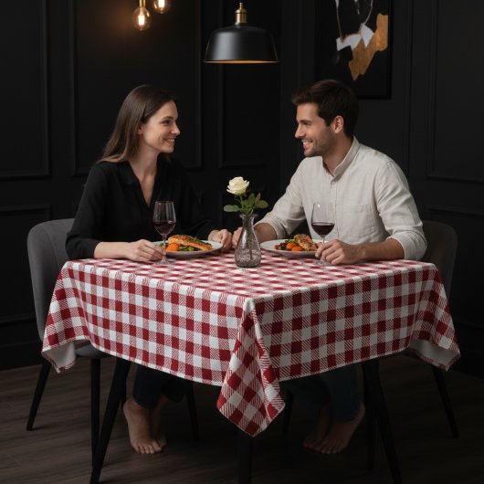 Diep rood en wit elegant patroon tafelkleed