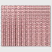 Diep rood en wit Grieks sleutelpatroon Cadeaupapier (Vlak)