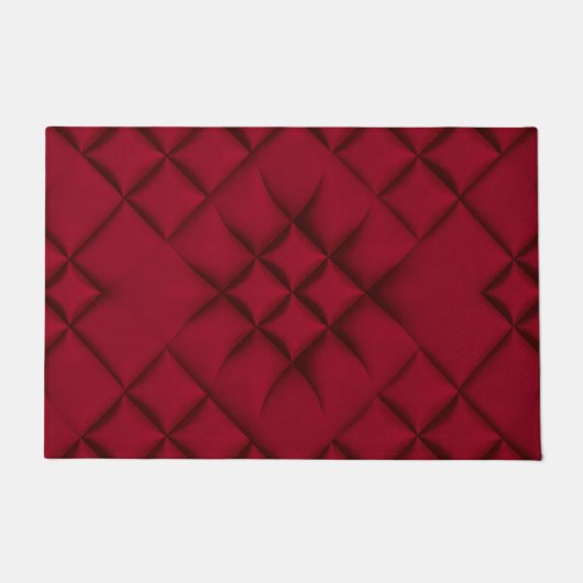 Diep rood gestikte leren patroon deurmat (Voorkant)