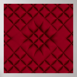Diep rood gestikte leren patroon poster
