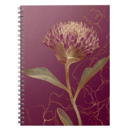 Diep Rood Goud Botanische Bloem Lijnwerk Notitieboek