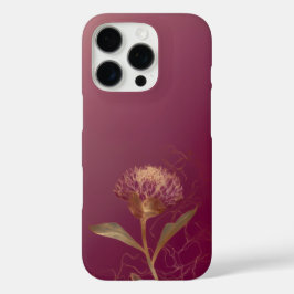 Diep rood goud botanische bloemlijnwerk iPhone 16 pro hoesje