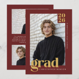 Diep rood gouden moderne minimalistische foto afst kaart
