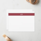 Diep rood, grijs witte monogram initiaal letters notitiekaartje (Voorkant / Achterkant in situ)