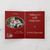 Diep Rood Groen Roze & Gouden Kerstbomen Folie Wenskaart (Binnenlaag)