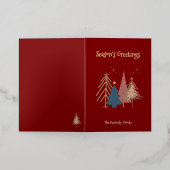 Diep Rood Groen Roze & Gouden Kerstbomen Folie Wenskaart (Buiten Laag)