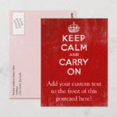  diep rood, kalm houden en doorgaan briefkaart (Voorkant / Achterkant)
