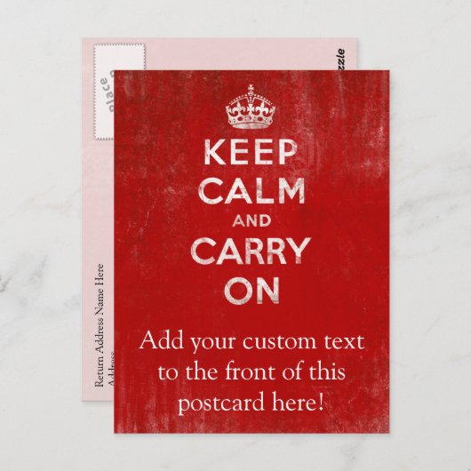  diep rood, kalm houden en doorgaan briefkaart (Voorkant / Achterkant)