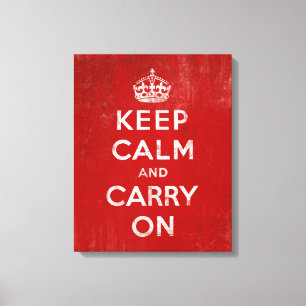 diep rood, kalm houden en doorgaan canvas afdruk