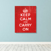 diep rood, kalm houden en doorgaan canvas afdruk (Insitu (Houten vloer))