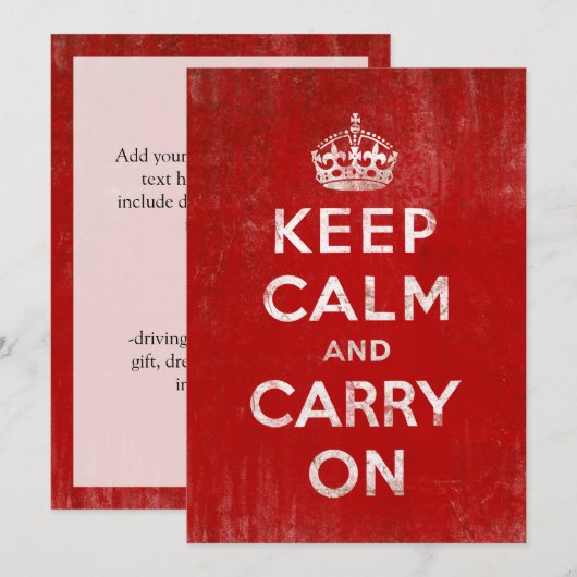diep rood, kalm houden en doorgaan kaart (Voorkant / Achterkant)