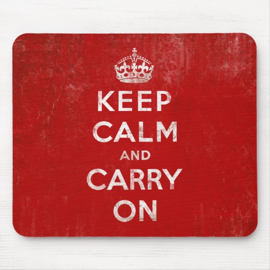diep rood, kalm houden en doorgaan muismat (Voorkant)