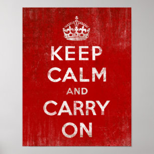  diep rood, kalm houden en doorgaan poster