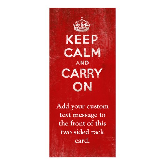  diep rood, kalm houden en doorgaan reclamekaart (Voorkant)
