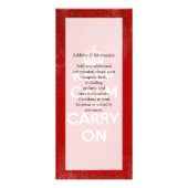  diep rood, kalm houden en doorgaan reclamekaart (Achterkant)