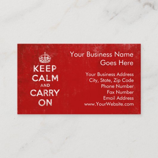 diep rood, kalm houden en doorgaan visitekaartje (Voorkant)